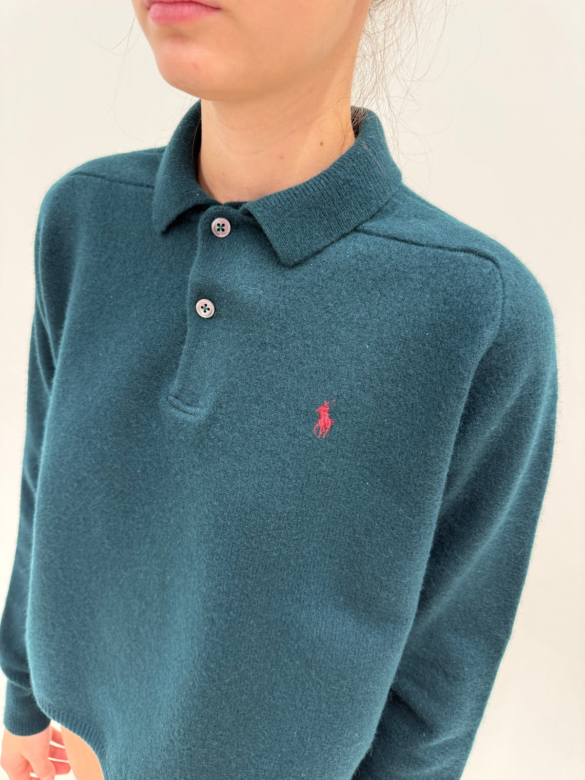 Pulover gros Polo Ralph Lauren polo din lana plină extafina pine green