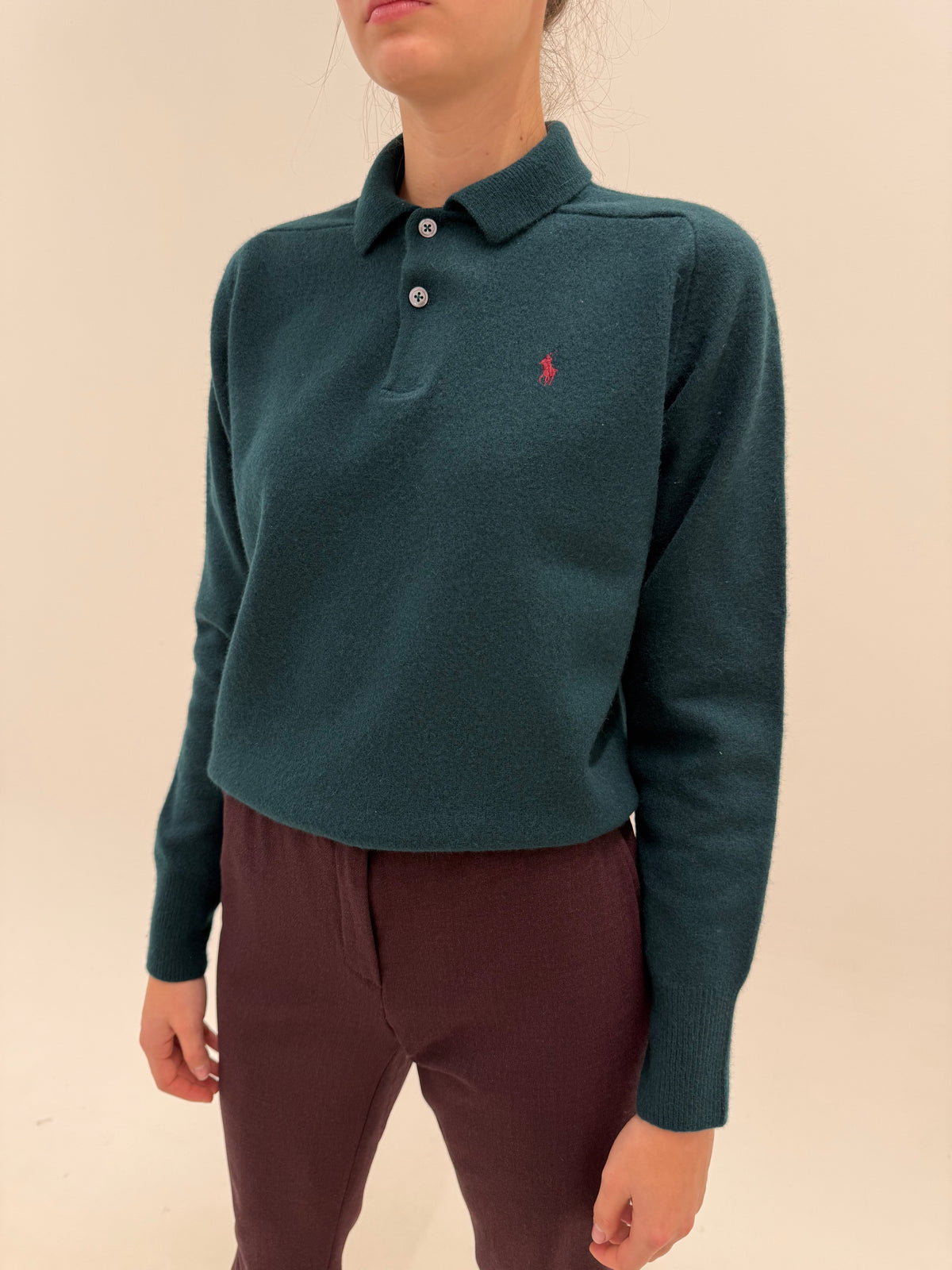 Pulover gros Polo Ralph Lauren polo din lana plină extafina pine green