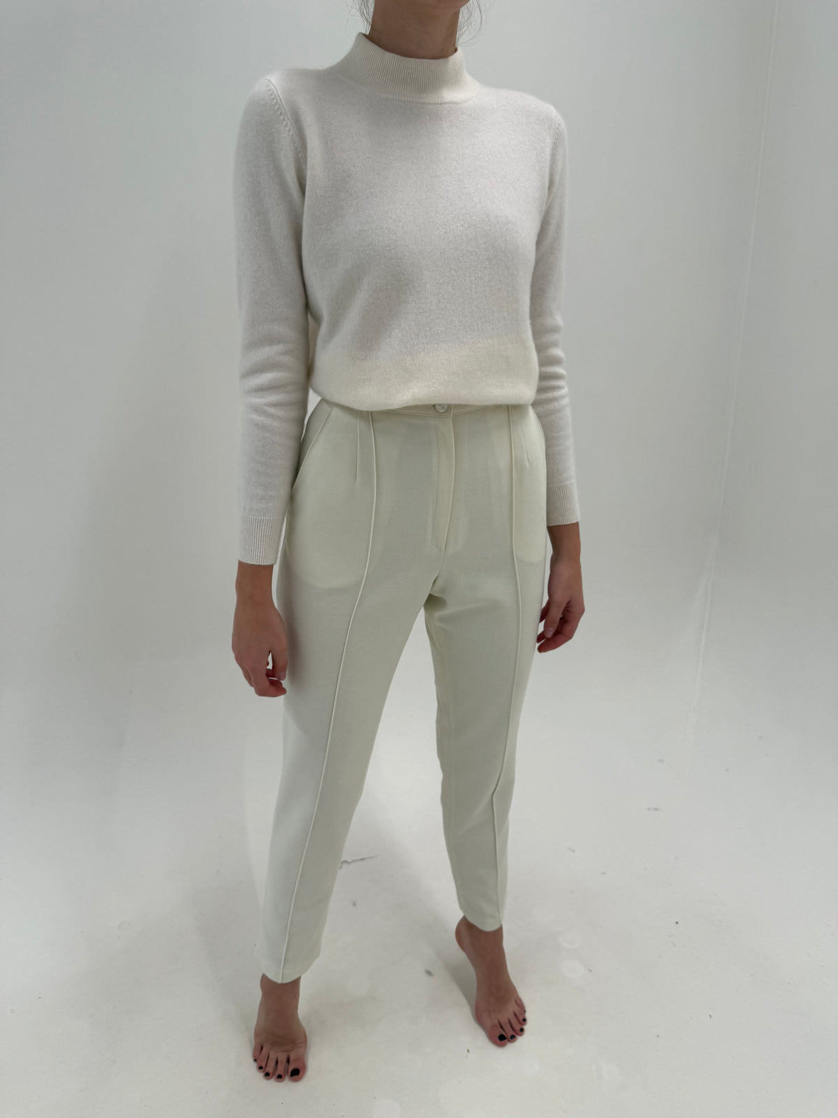 Pantaloni vintage italienești din lana plină extrafina cu talie extrem de înaltă elastică