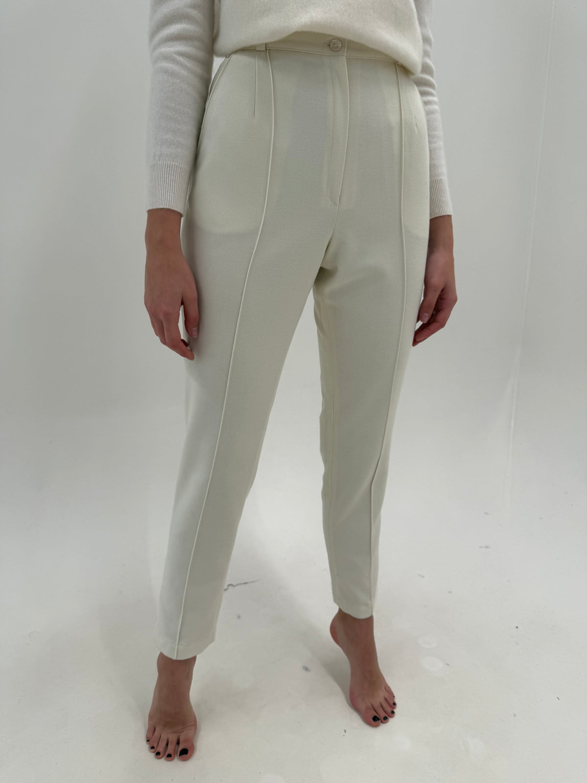 Pantaloni vintage italienești din lana plină extrafina cu talie extrem de înaltă elastică