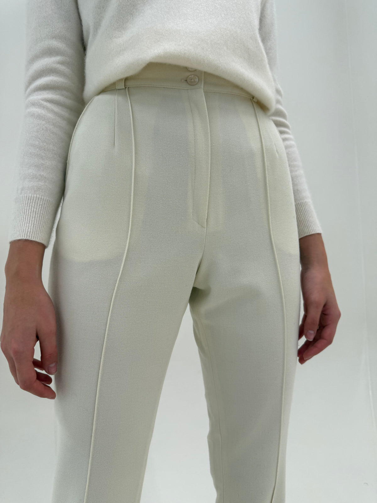 Pantaloni vintage italienești din lana plină extrafina cu talie extrem de înaltă elastică