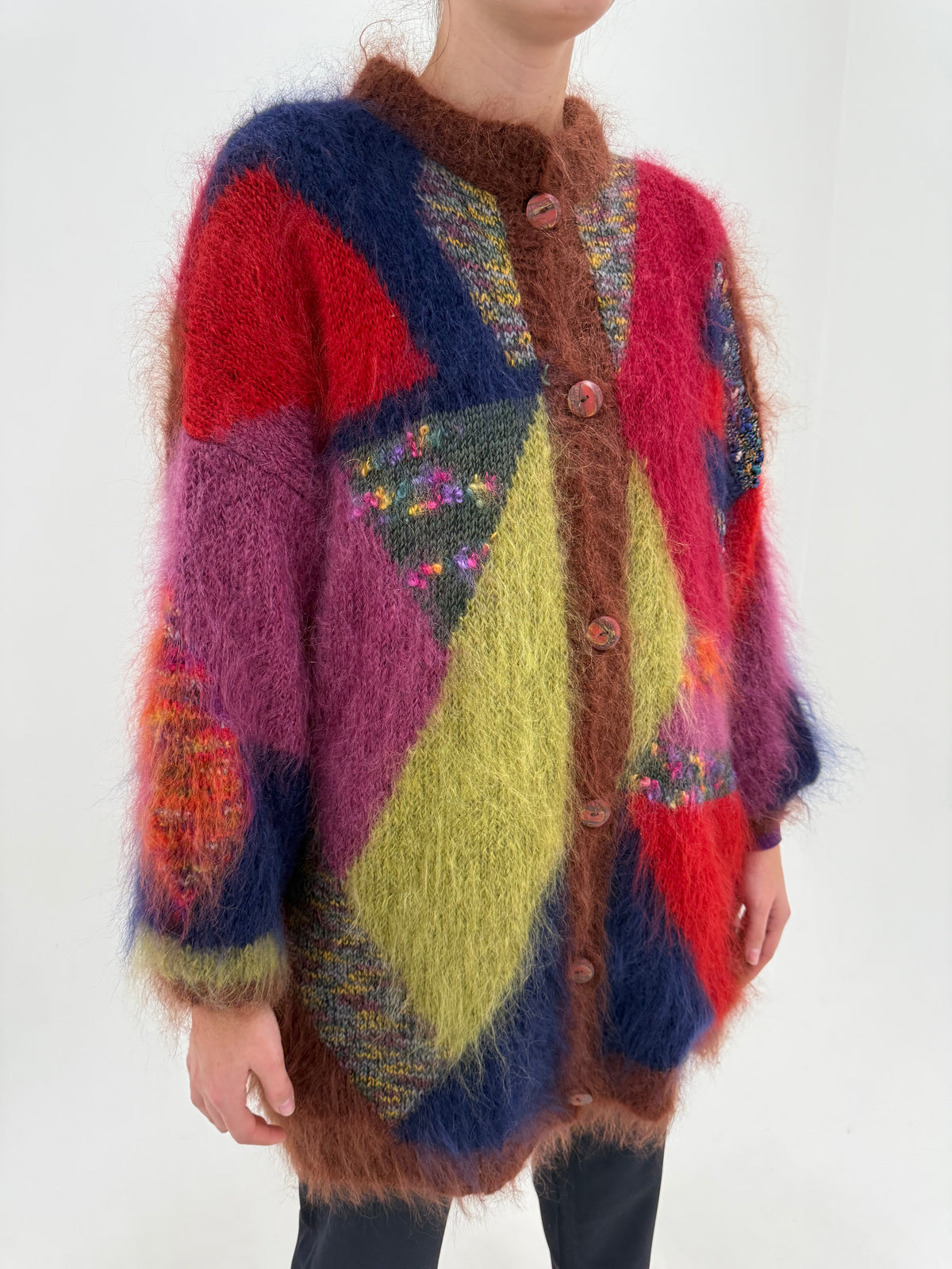Jacheta vintage super călduroasă din mohair în culori superbe și croi amplu