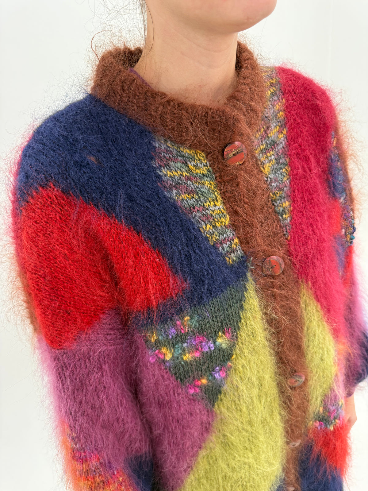 Jacheta vintage super călduroasă din mohair în culori superbe și croi amplu