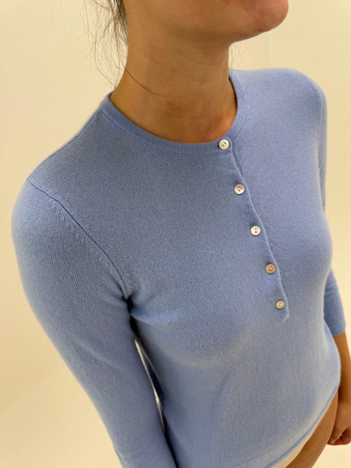 Pulover baby blue din cașmir