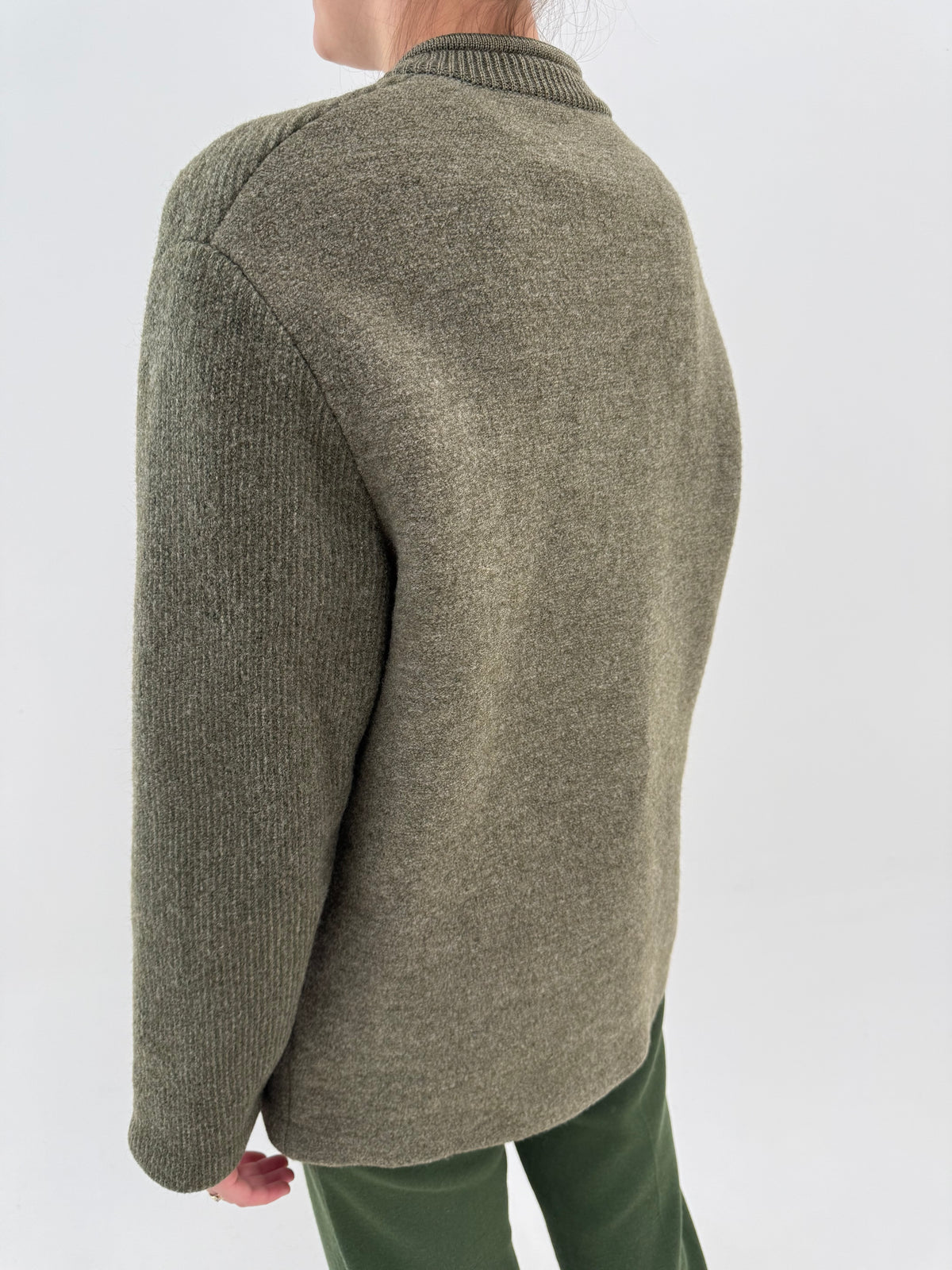 Jacheta din boiled wool gros de brand super premium forest green ultra confort