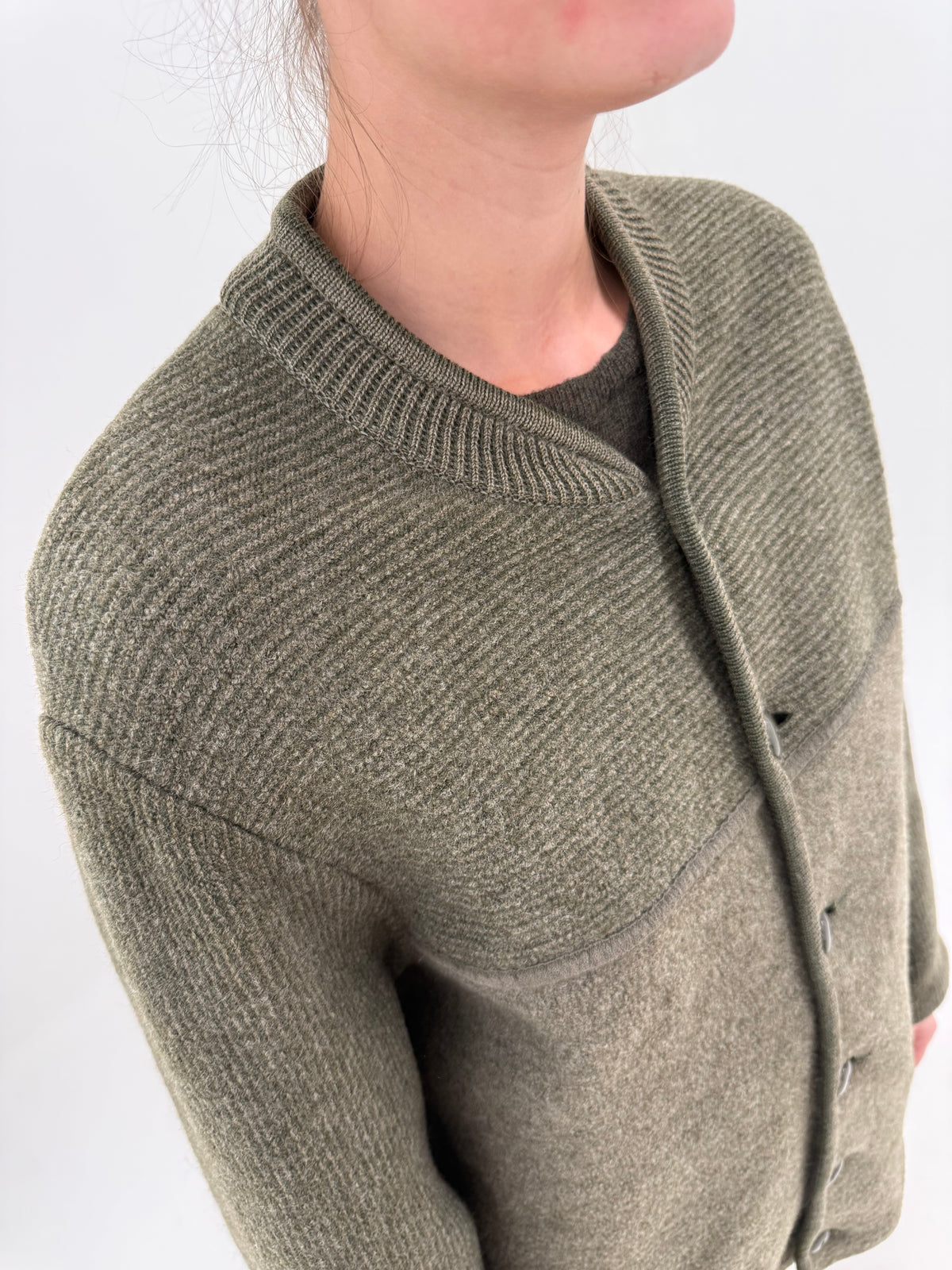Jacheta din boiled wool gros de brand super premium forest green ultra confort