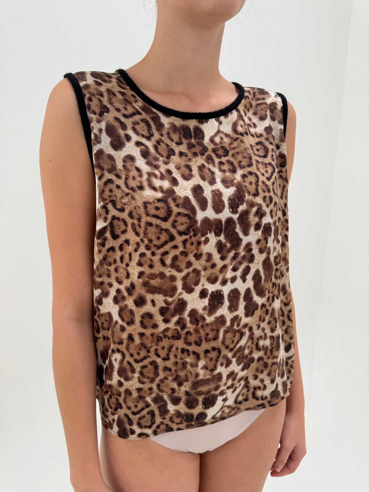Top Gianfranco Ferre animal print din mătase naturală și lana extrafina