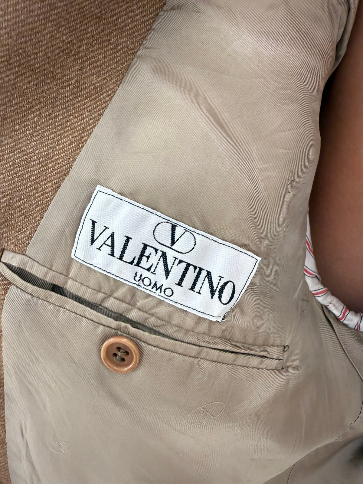 Sacou Valentino camel tall din tweed excepțional de alpaka, lana și mohair