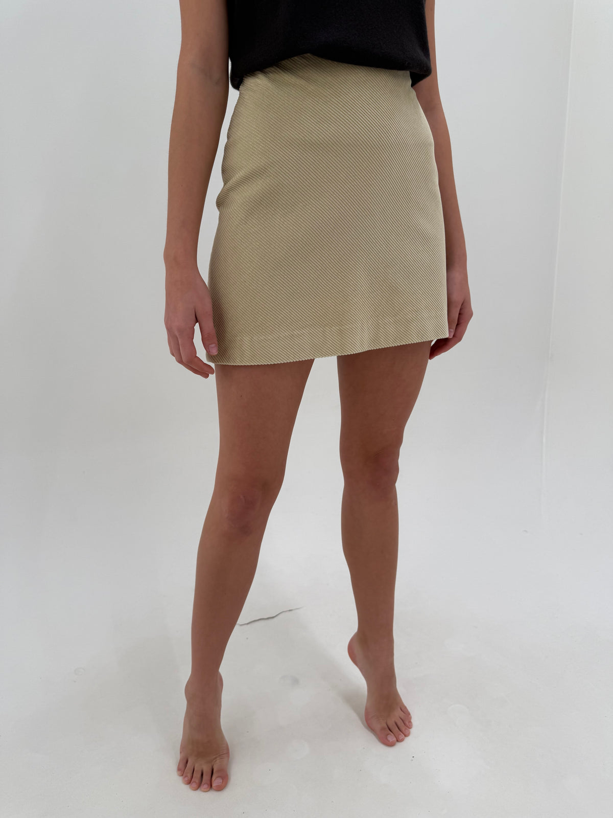 Fustă Burberry vintage Y2K camel din catifea plină raiata fin de bumbac