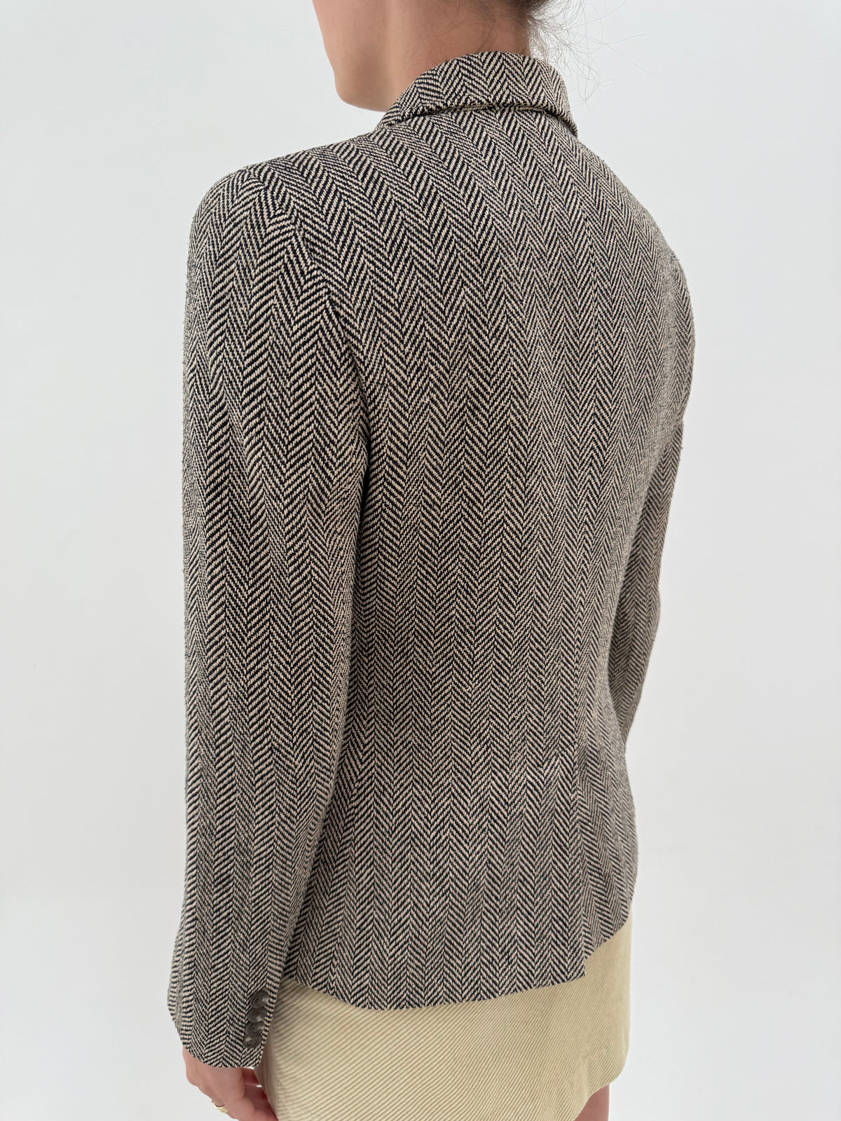 Sacou Ralph Lauren (main label) Preston Herringbone din tweed gros camel 100% mătase naturală