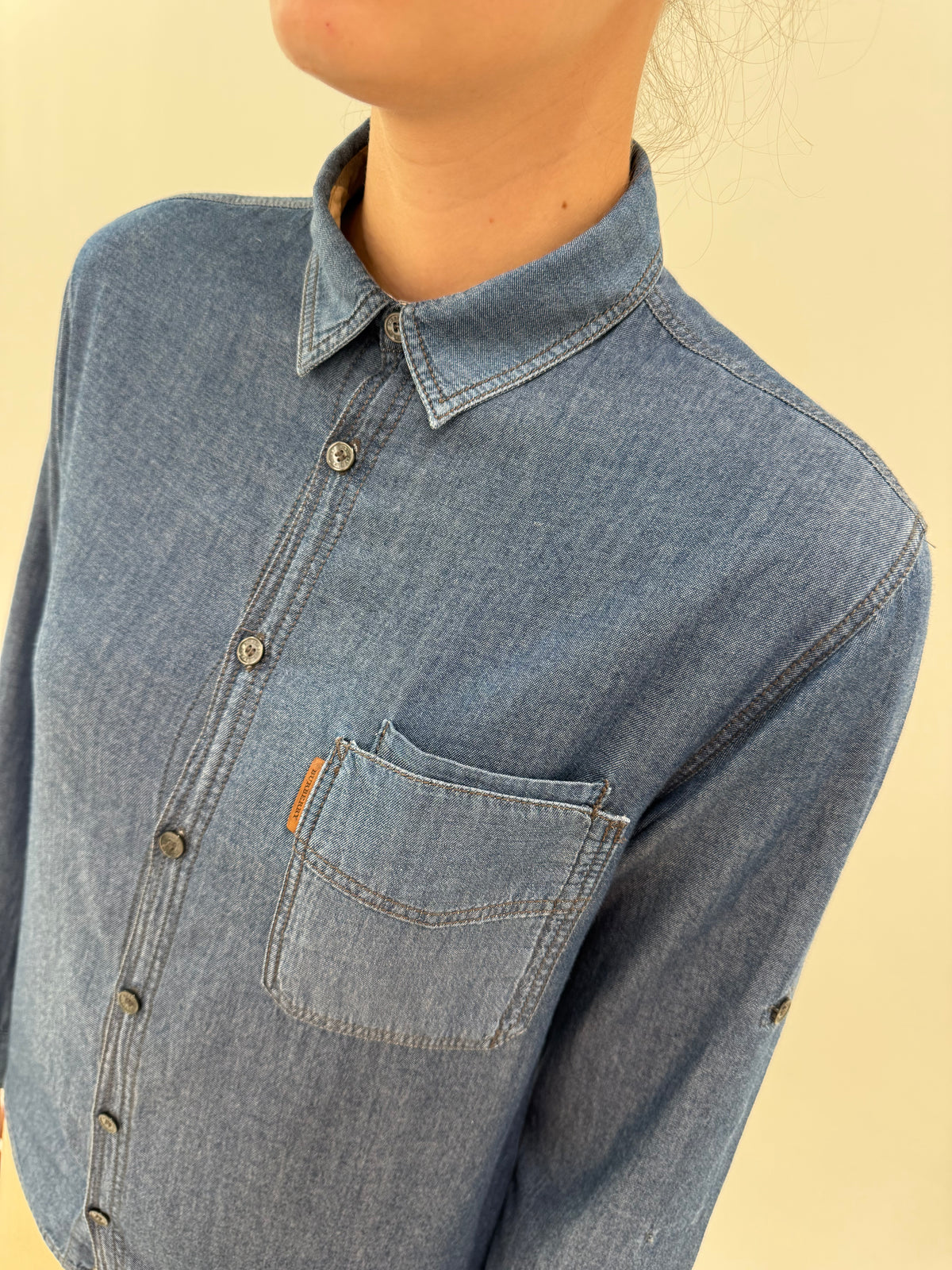 Cămașa Burberry din jeans extramoale de bumbac classic wash