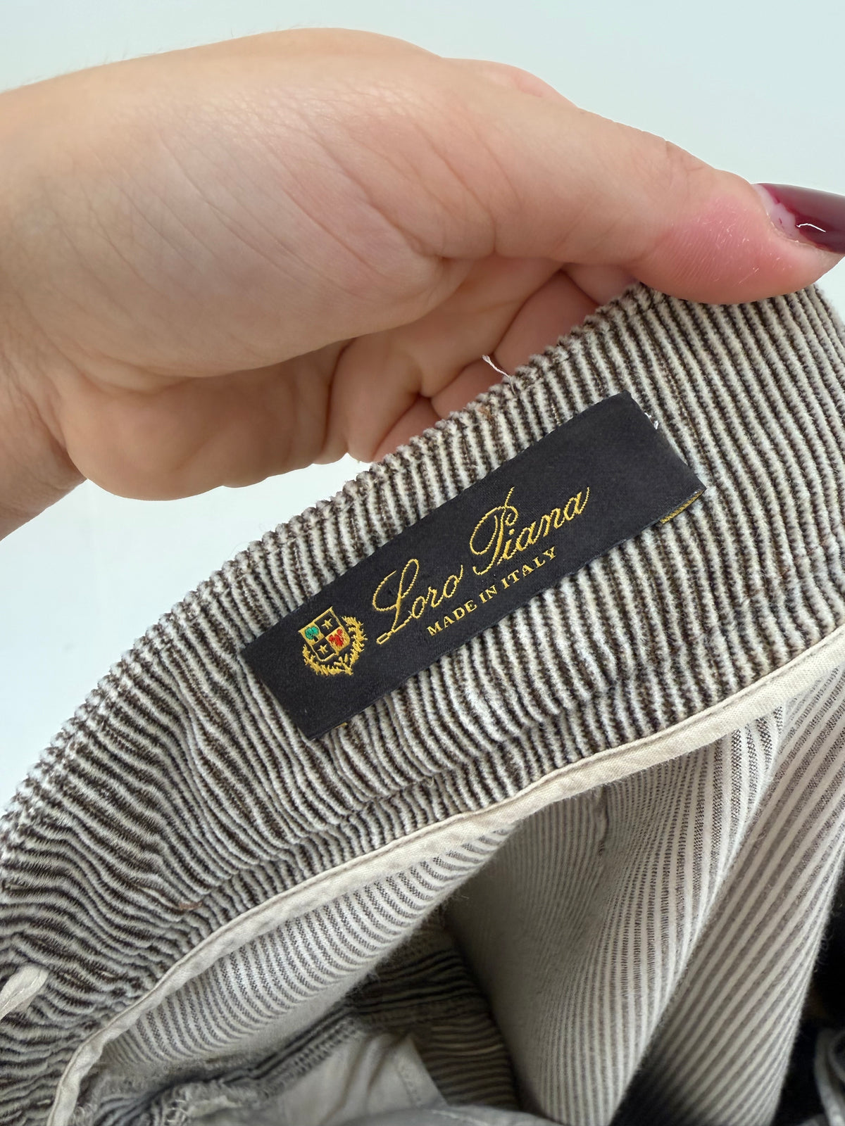 Pantaloni Loro Piana din catifea raiata fin de bumbac ultra confort