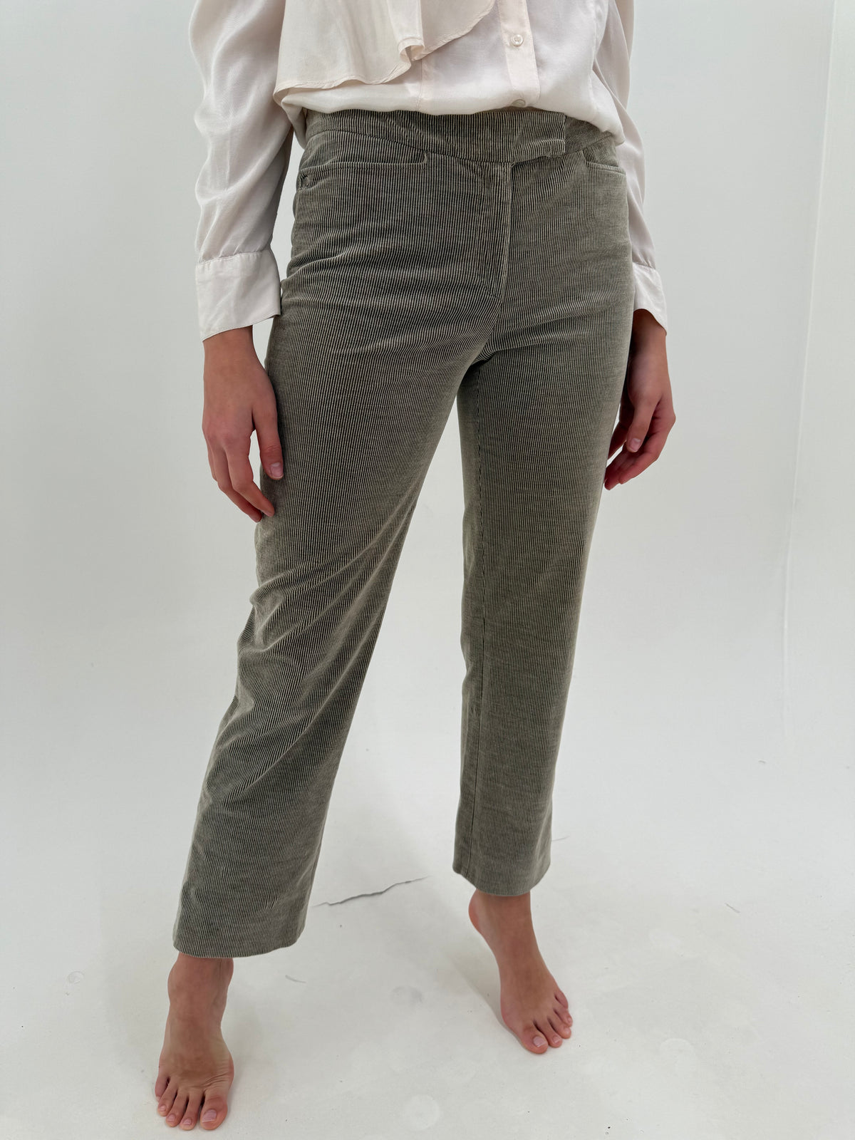 Pantaloni Loro Piana din catifea raiata fin de bumbac ultra confort