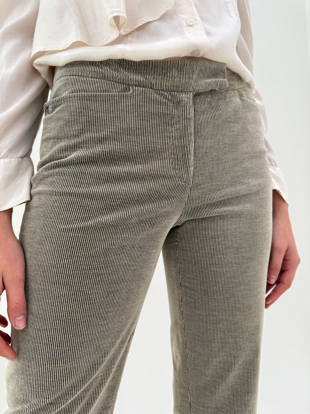 Pantaloni Loro Piana din catifea raiata fin de bumbac ultra confort