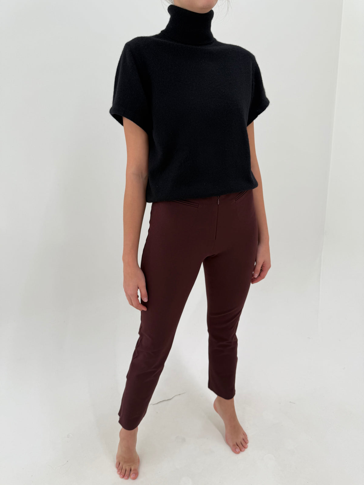 Pantaloni burgundy super premium Joseph din twill gros ultra confort
