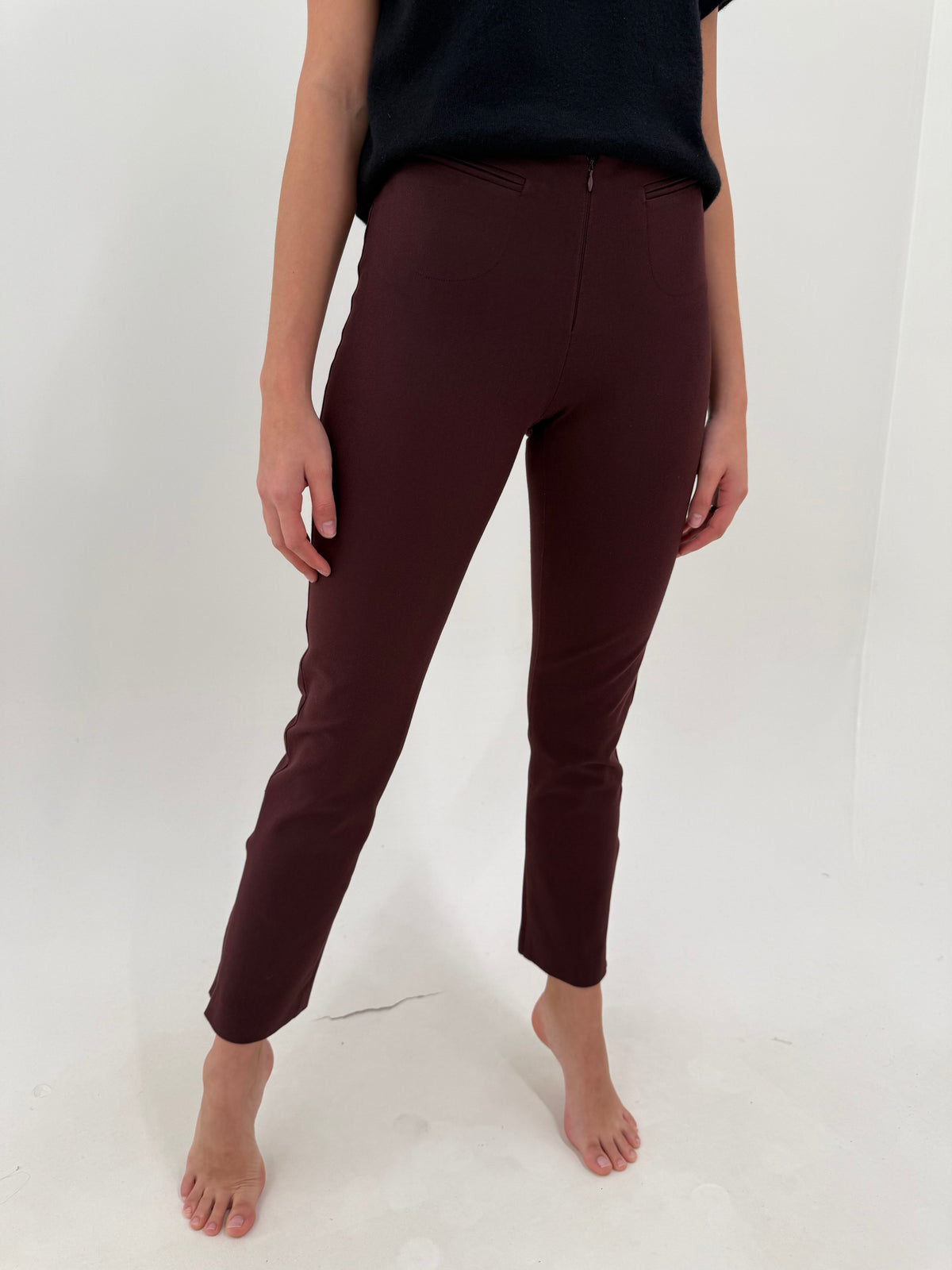 Pantaloni burgundy super premium Joseph din twill gros ultra confort