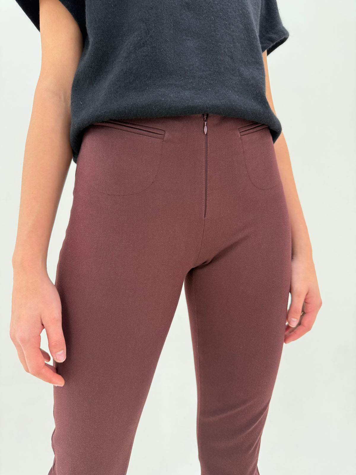 Pantaloni burgundy super premium Joseph din twill gros ultra confort