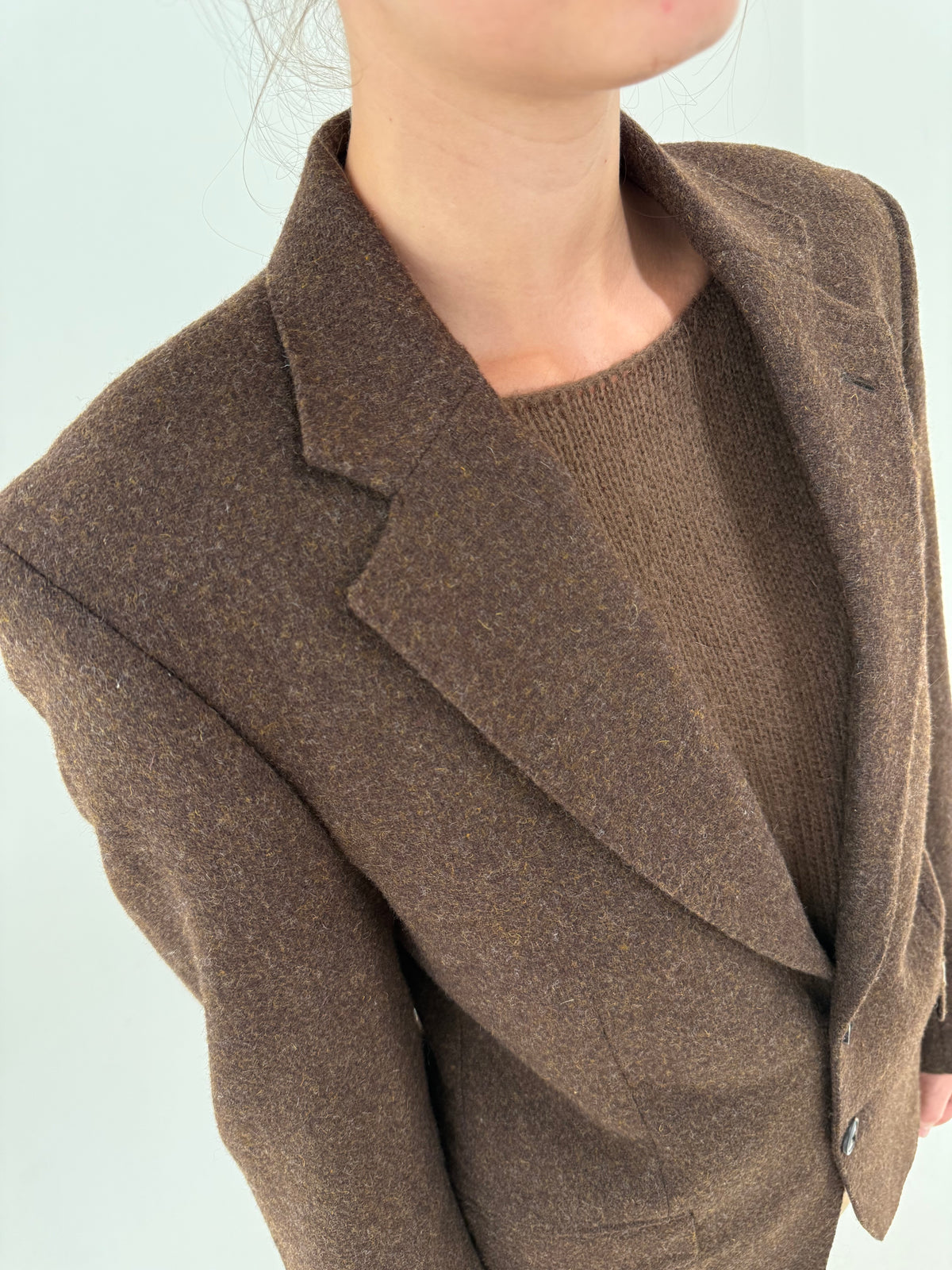 Sacou chocolate brown de brand premium Scotch&Soda din tweed 70% lana