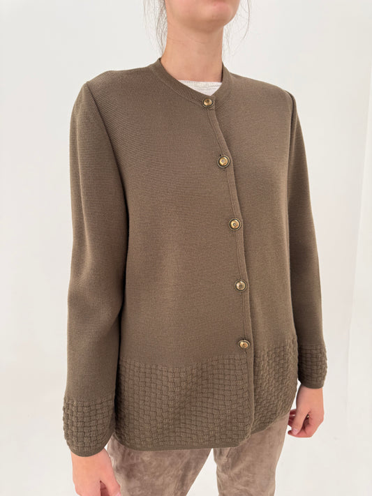 Sacou taupe excepțional din tricot dens de gramaj mare high end ușor structurat