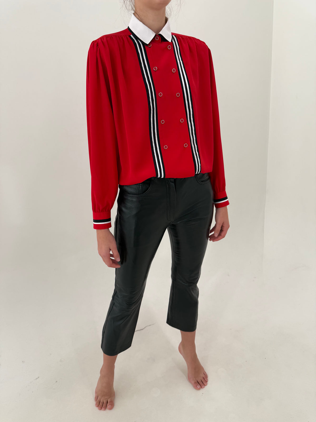 Pantaloni petite din piele naturală extrem de moale straight leg