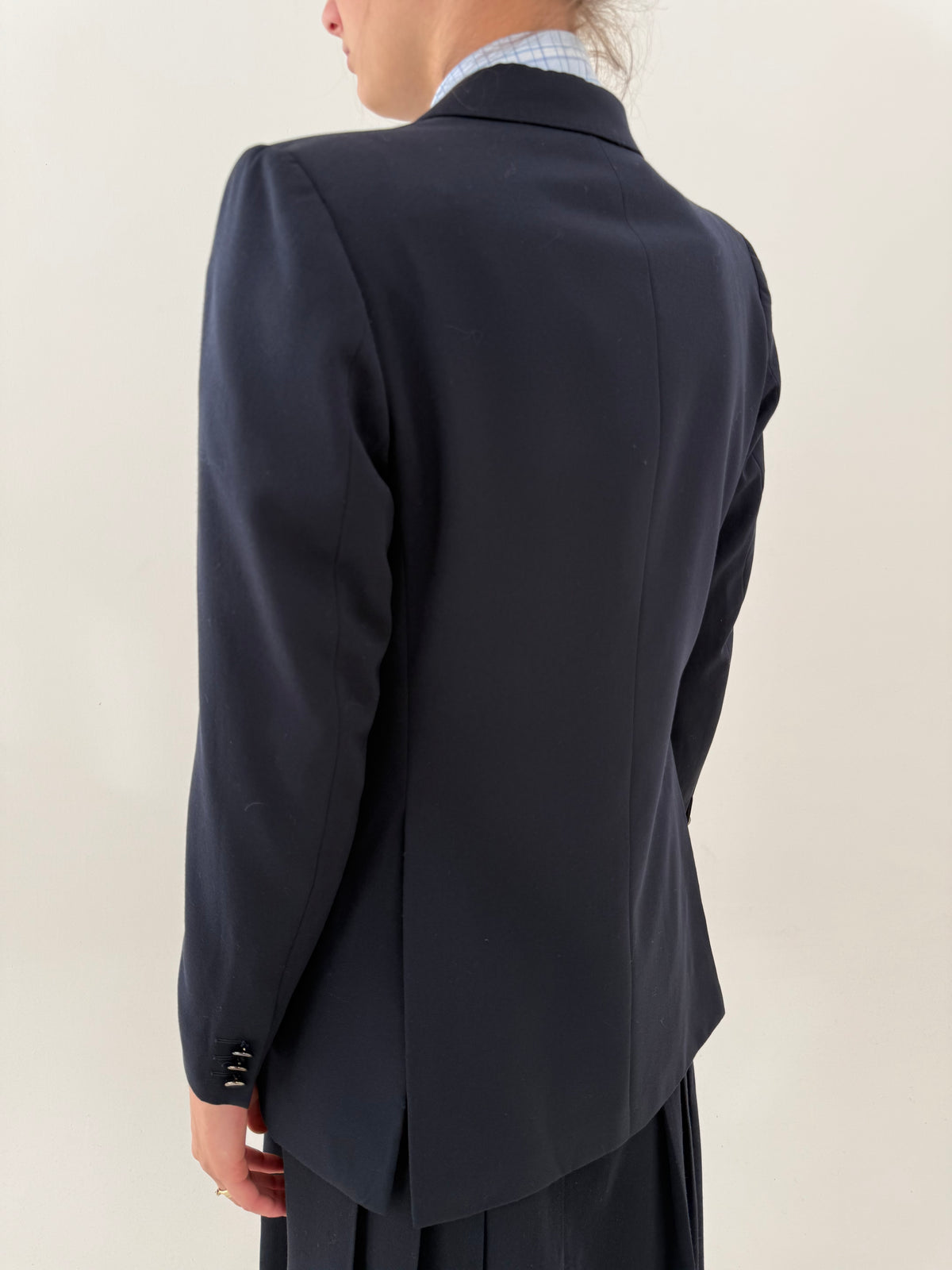 Sacou italian cu închidere dublă din lana pura virgină verificată extrafina Navy blue