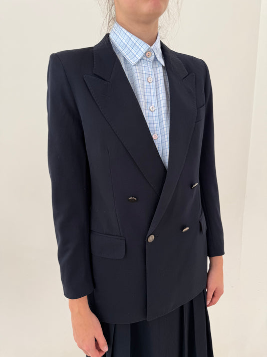 Sacou italian cu închidere dublă din lana pura virgină verificată extrafina Navy blue