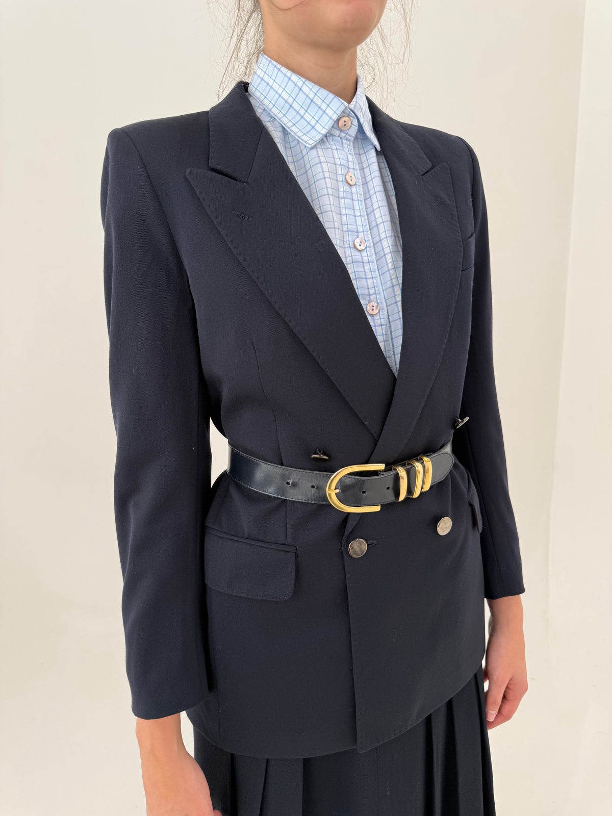 Sacou italian cu închidere dublă din lana pura virgină verificată extrafina Navy blue