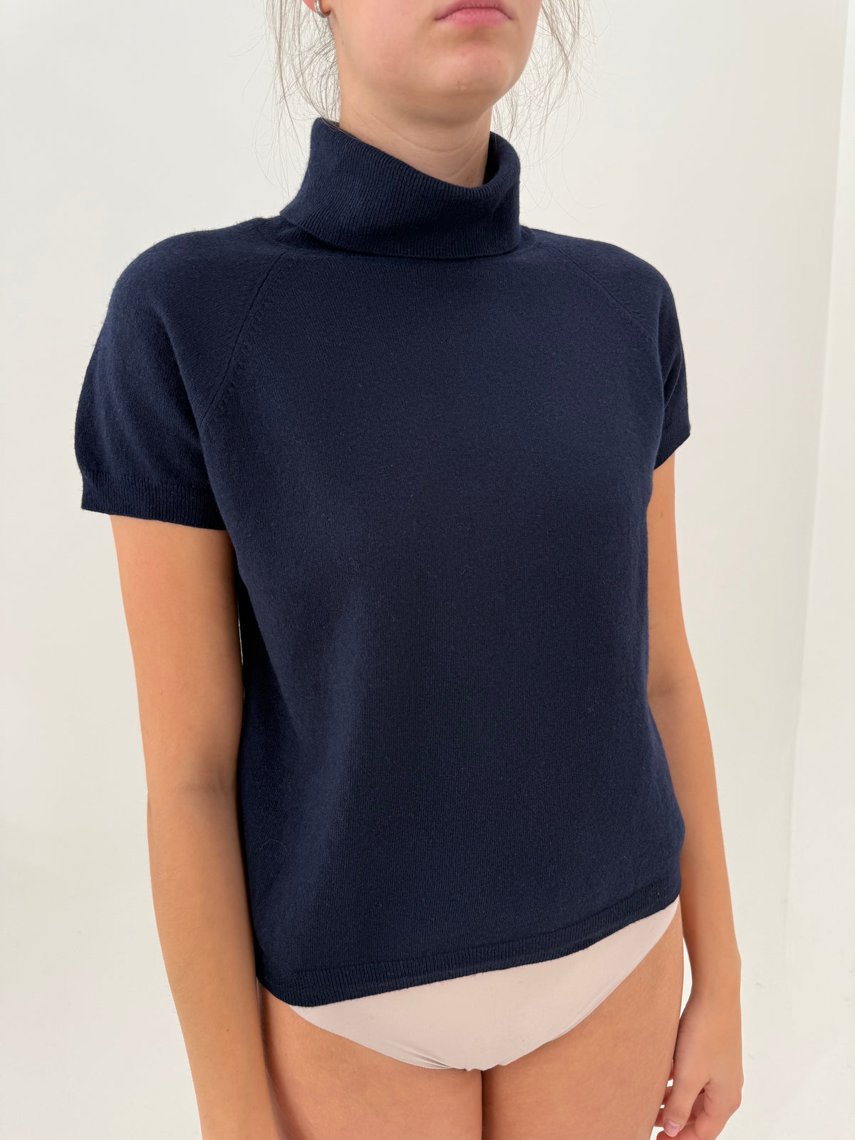 Maleta Navy blue din lana cu cașmir
