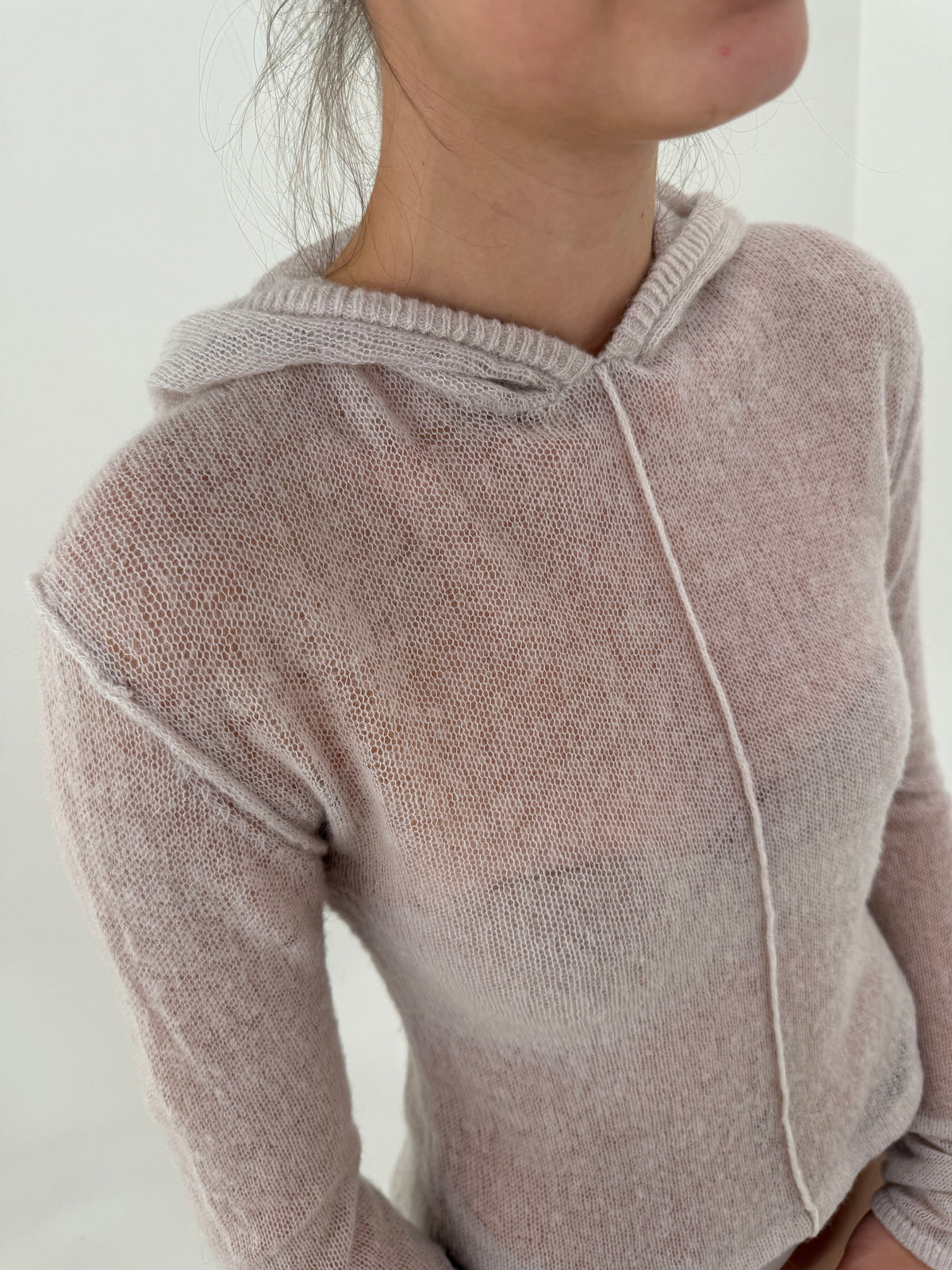 Hanorac delicat din baby mohair ultra chic powder pink