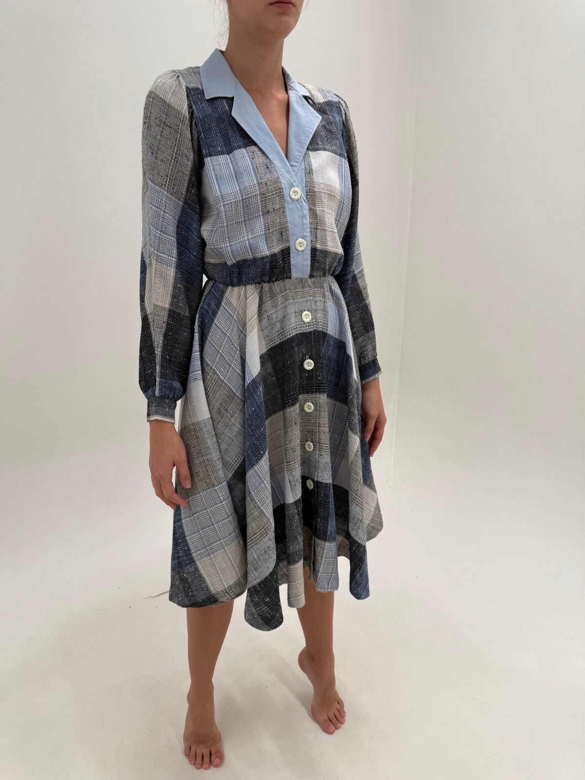 Rochie vintage în croi de ani 50 din lana extrafina texturată