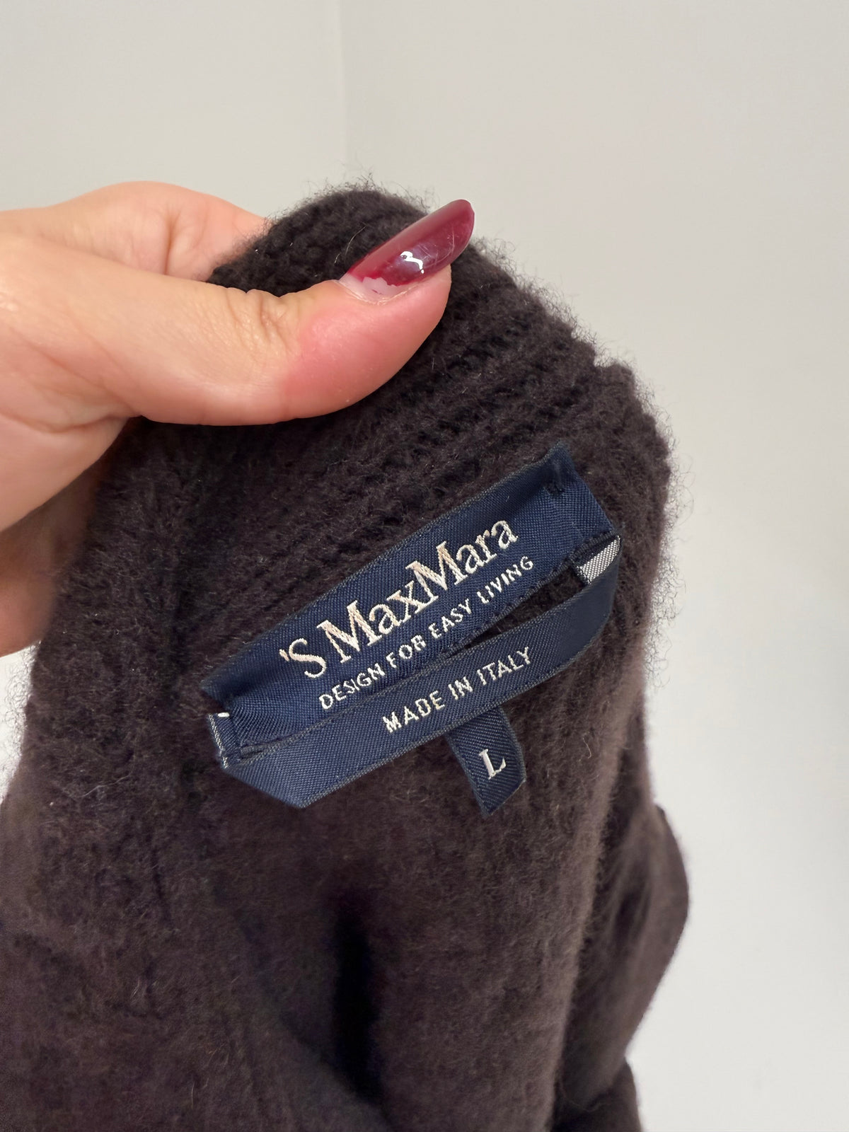 Pardesiu Max Mara din tricot gros cu torsade și glugă de lana și cașmir chocolate brown