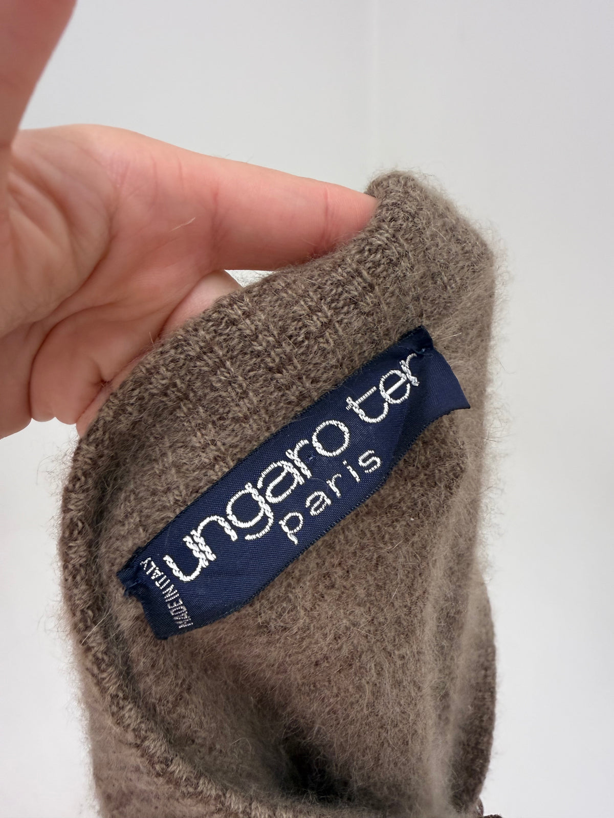Jacheta Ungaro luxury taupe brown din tricot gros extrafin de lana și Angora