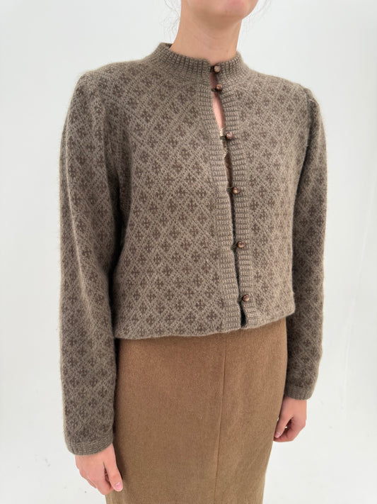 Jacheta Ungaro luxury taupe brown din tricot gros extrafin de lana și Angora