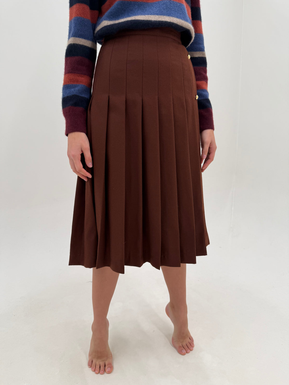Fustă plisată de brand luxury plus size Marina Rinaldi din lana plină excepțională