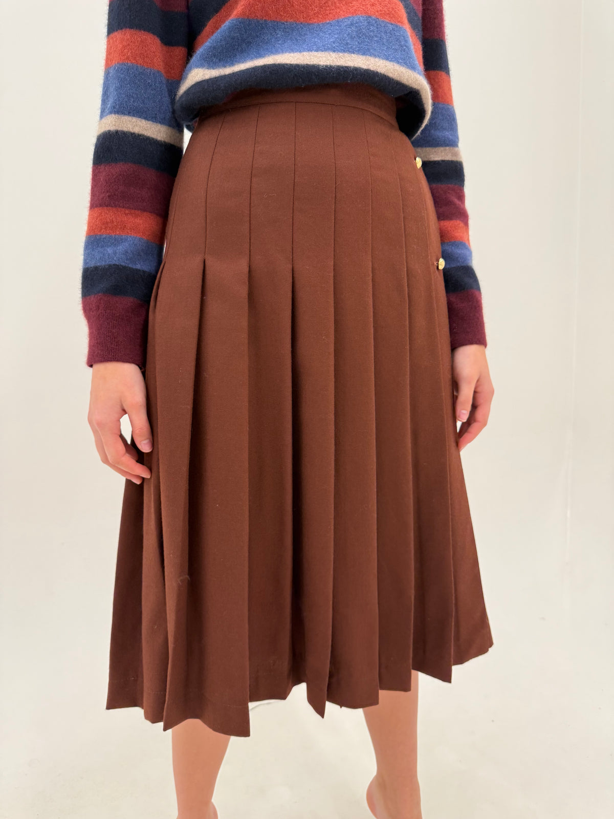 Fustă plisată de brand luxury plus size Marina Rinaldi din lana plină excepțională