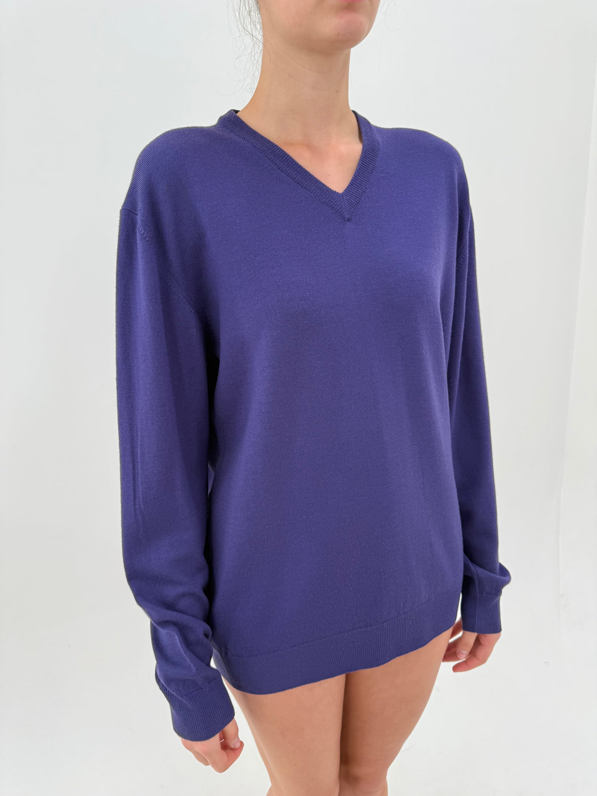 Pulover în anchior din lana merino extrafina iris purple