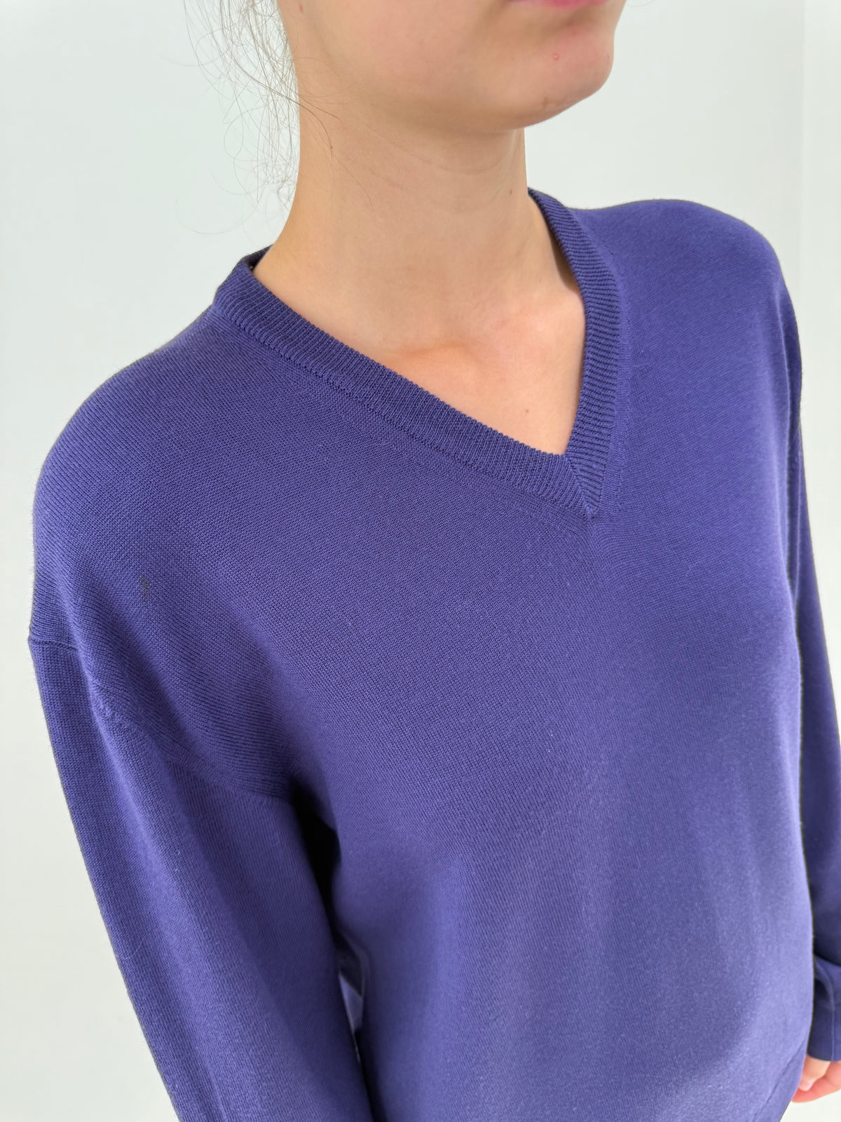 Pulover în anchior din lana merino extrafina iris purple
