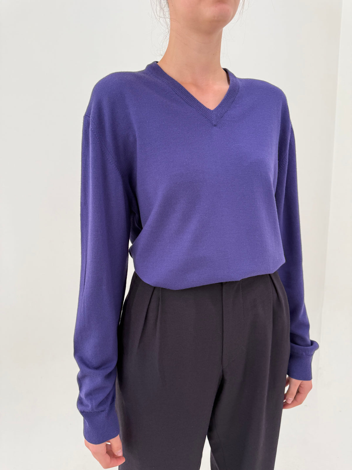 Pulover în anchior din lana merino extrafina iris purple