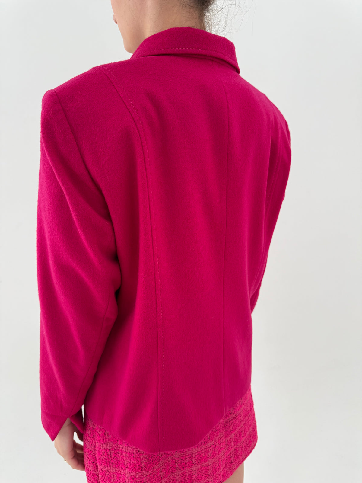 Jacheta de brand premium din molton extrafina de lana fucsia plus size