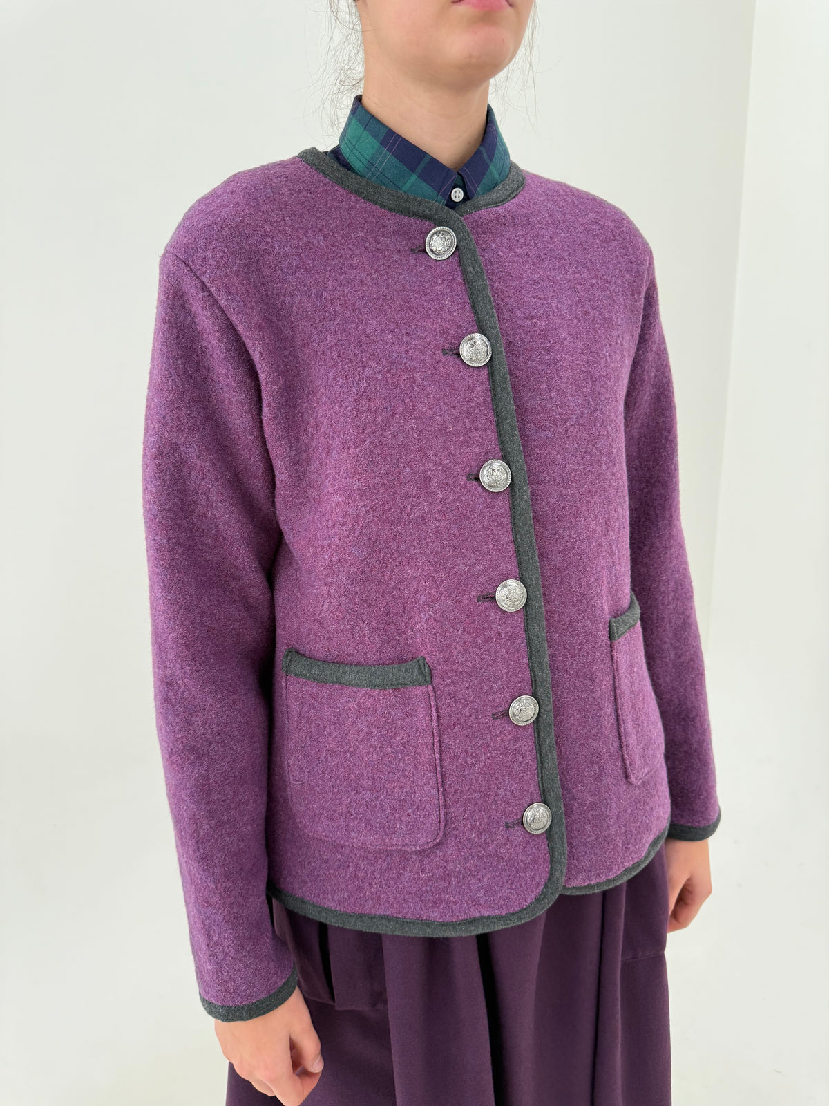 Jacheta orchid purple ultra confort cu paspoal din boiled wool