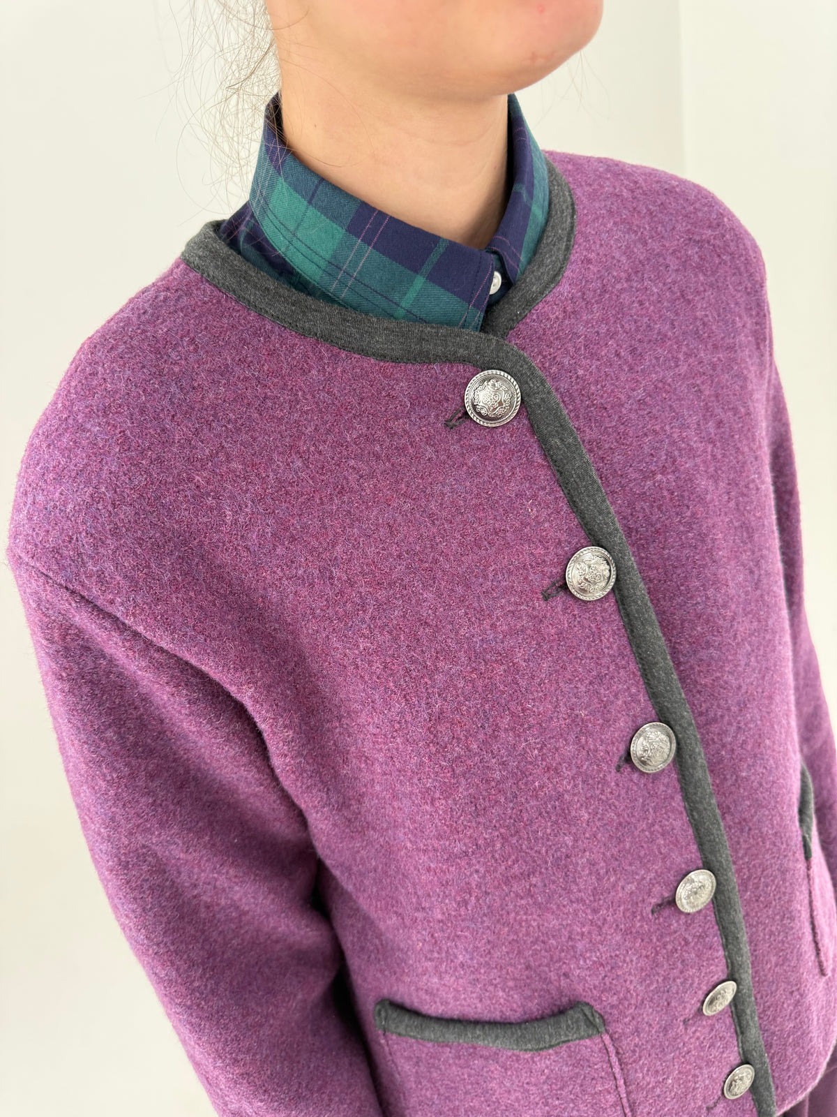 Jacheta orchid purple ultra confort cu paspoal din boiled wool