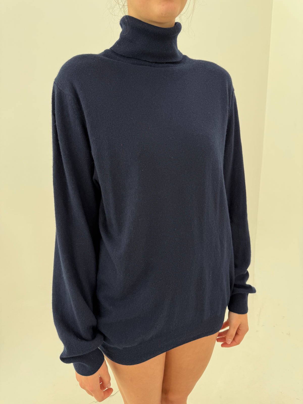 Maleta tall Navy blue din lana extrafina și cașmir