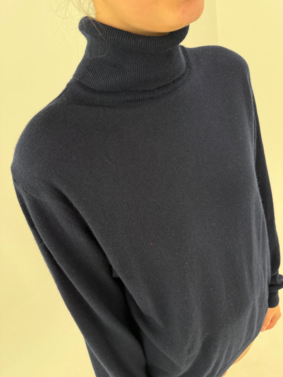 Maleta tall Navy blue din lana extrafina și cașmir