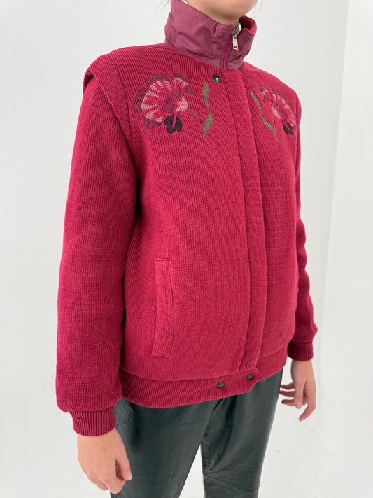 Geaca luxury Colmar vintage tehnica raspberry red în croi bomber retro modern