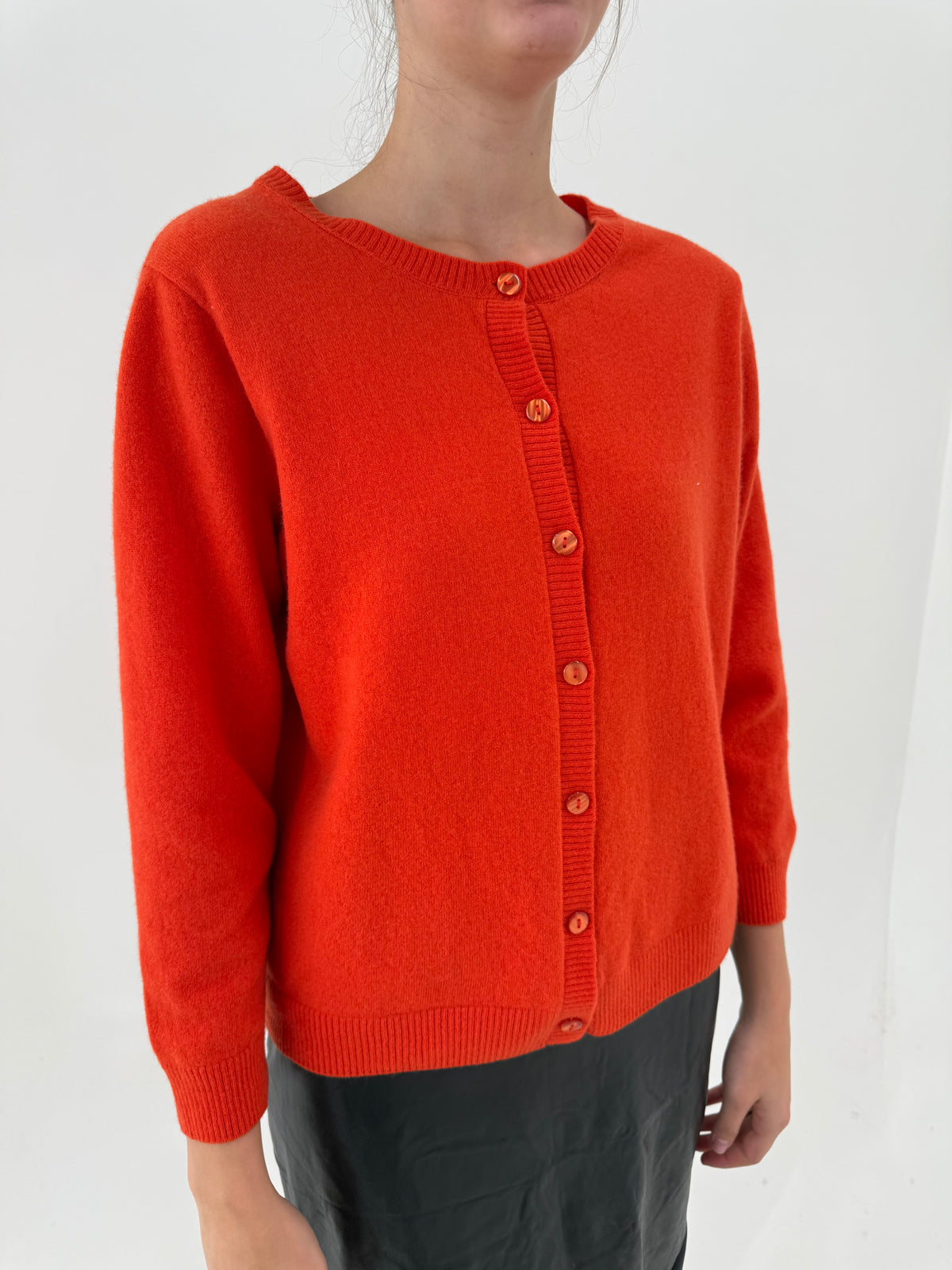 Cardigan gros oranj de brand premium din lana plină extrafina