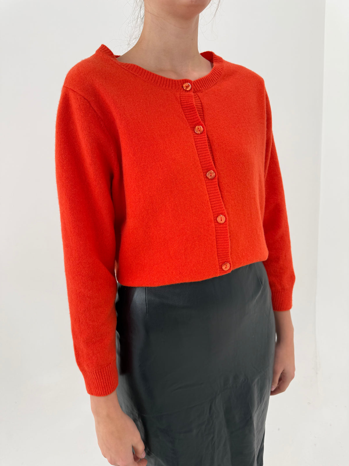 Cardigan gros oranj de brand premium din lana plină extrafina