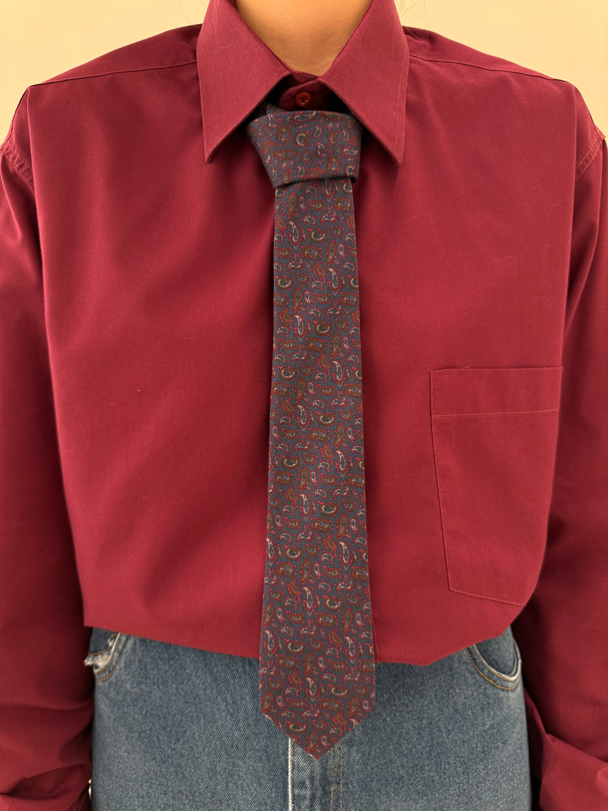 Cravata slim luxury Aquascutum din mătase naturală cu print paisley