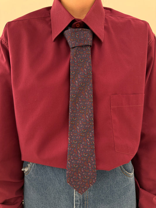 Cravata slim luxury Aquascutum din mătase naturală cu print paisley