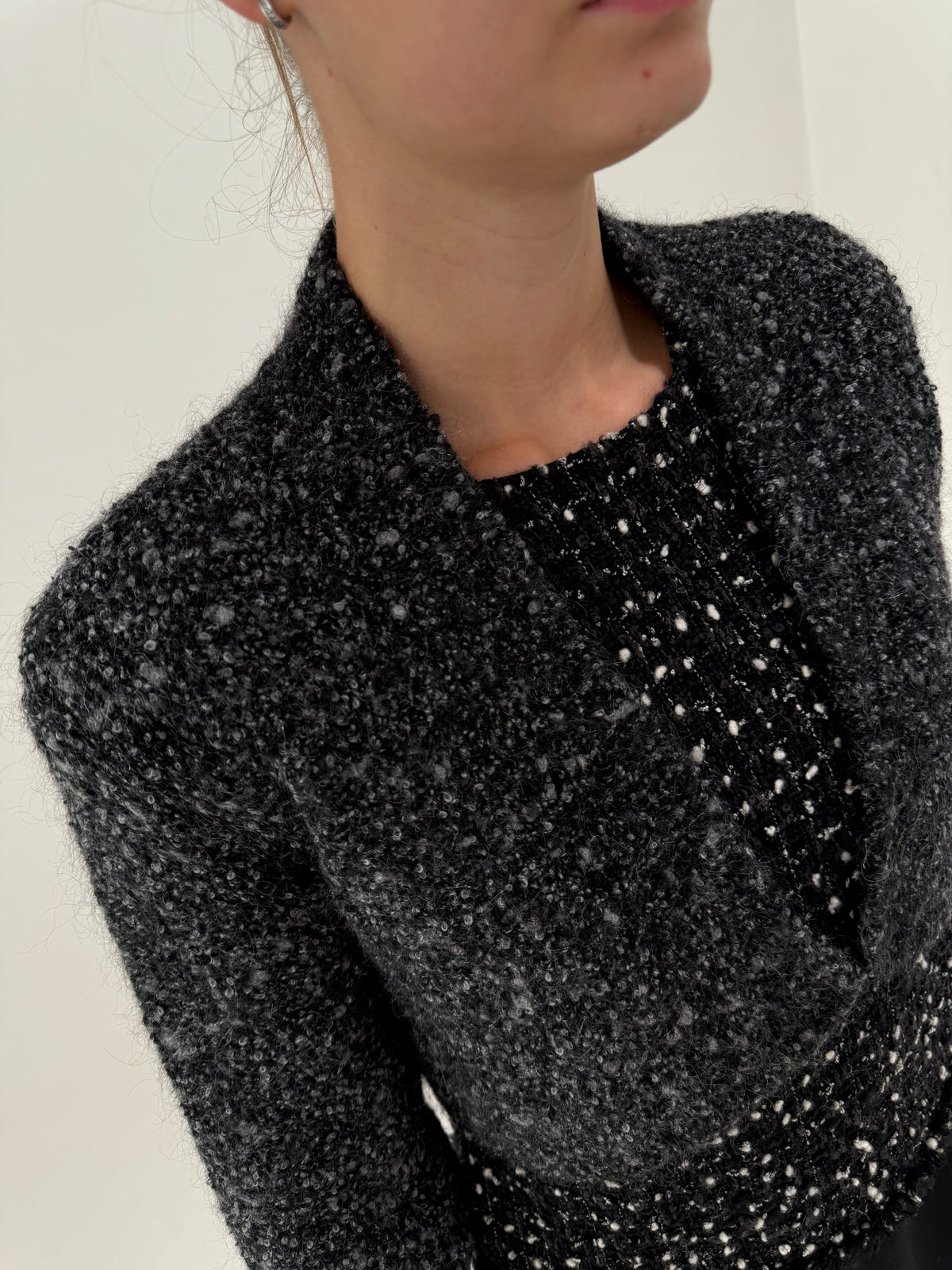 Cardigan Max Mata din boucle de lana cu mohair in croi super revenit în trend bolero