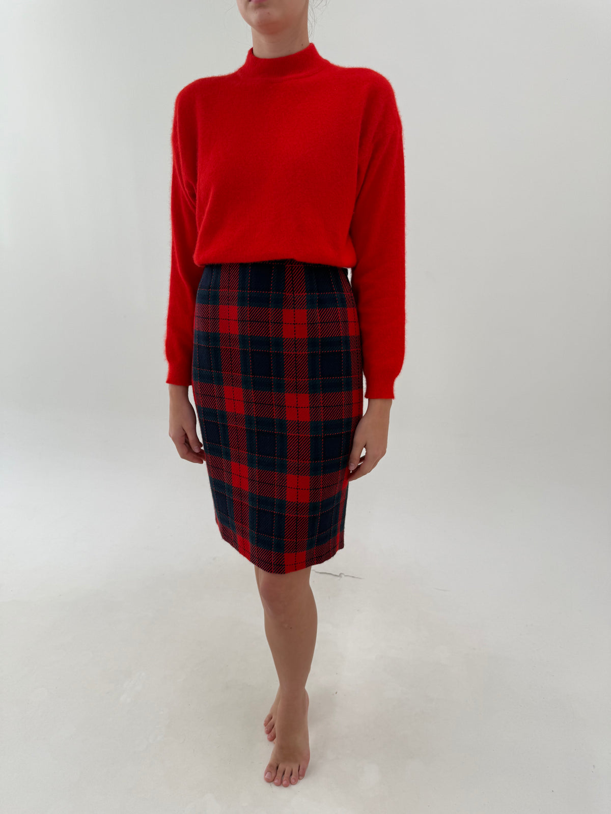 Deux piece Luisa Spagnoli din tartan excepțional de lana cu textură de tweed